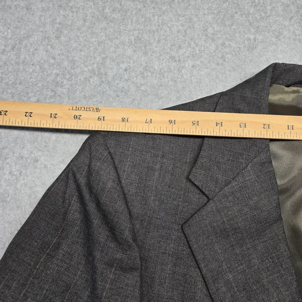 Vintage Polo Ralph Lauren 42R Gray Stripe Wool Blazer‎ Made USA Mens Sport Coat